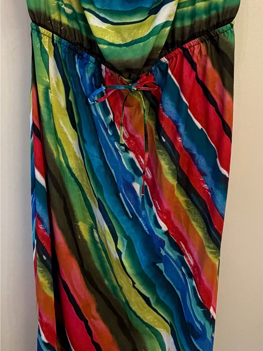 Lane Bryant Strapless Rainbow Stripe Maxi Dress fun summer woman's 18/20